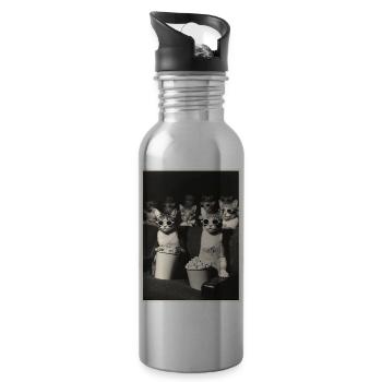 Katzen Kino - Trinkflasche mit integriertem Trinkhalm - Lightsilver - Rechts