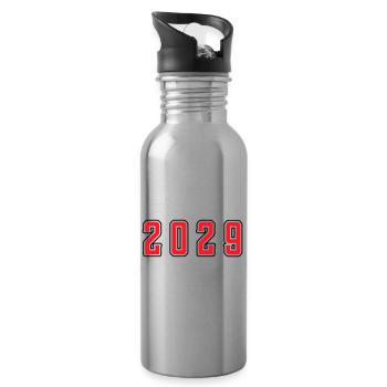 2029 year birthday - Water bottle with straw - silver - Right