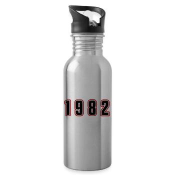 1982 Jahr Zahl - Trinkflasche mit integriertem Trinkhalm - Lightsilver - Rechts