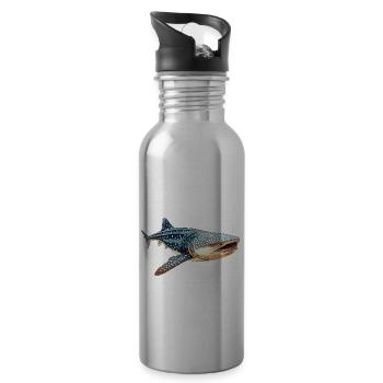 Requin-baleine - Gourde avec paille intégrée - argent clair - Droite