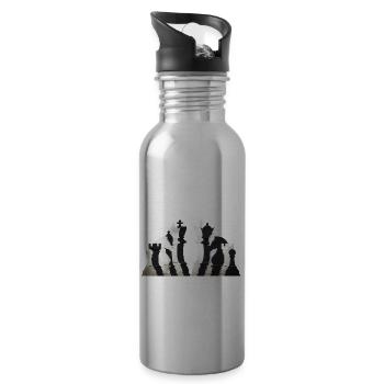 Chess pieces lineup - Water bottle with straw - silver - Right