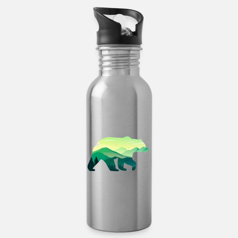 Bär - Trinkflasche mit integriertem Trinkhalm - Lightsilver