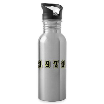 1971 Jahr Zahl - Trinkflasche mit integriertem Trinkhalm - Lightsilver - Rechts