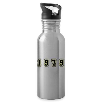 1979 Jahr Zahl - Trinkflasche mit integriertem Trinkhalm - Lightsilver - Rechts