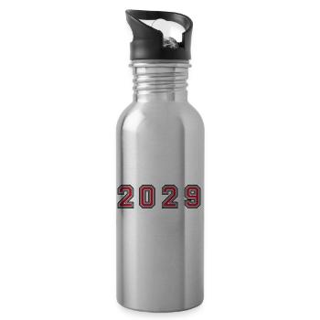 2029 year number - Water bottle with straw - silver - Right