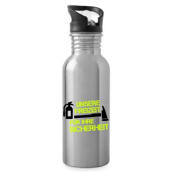 FEUERWEHR unsere Freizeit für dein Sicherheit FW33 - Trinkflasche mit integriertem Trinkhalm - Lightsilver - Rechts