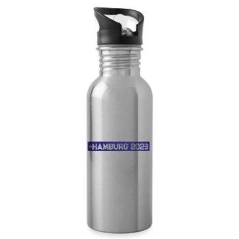 Hamburg 2023 - Trinkflasche mit integriertem Trinkhalm - Lightsilver - Rechts