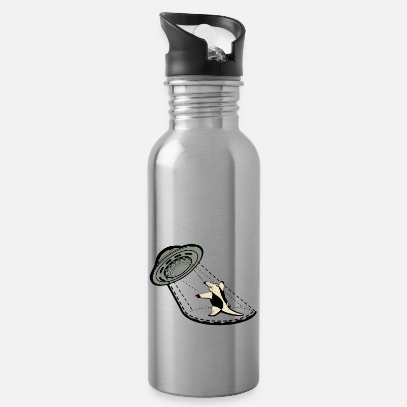 Tamandua Kleiner Ameisenbär gegen Ufo - Trinkflasche mit integriertem Trinkhalm - Lightsilver