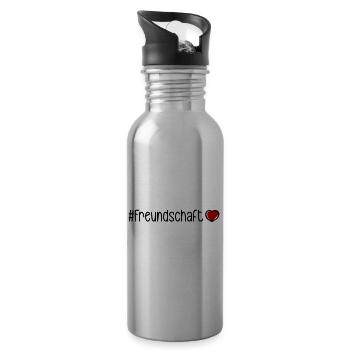 Freundschaft Herz - Trinkflasche mit integriertem Trinkhalm - Lightsilver - Rechts