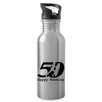 50th birthday of a runner - Water bottle with straw - silver - Right