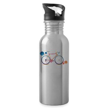 Buntes Fahrrad Geschenk zum Geburtstag - Trinkflasche mit integriertem Trinkhalm - Lightsilver - Rechts