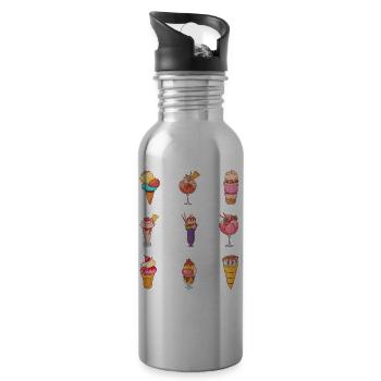 Ice cream ice cream ice cream ice cream ball ice cream sundae - Water bottle with straw - silver - Right