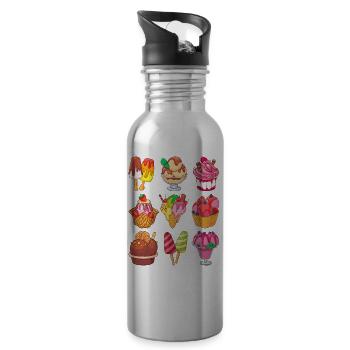 Crème glacée, crème glacée, crème glacée, crème glacée, boule, crème glacée, sundae - Gourde avec paille intégrée - argent clair - Droite