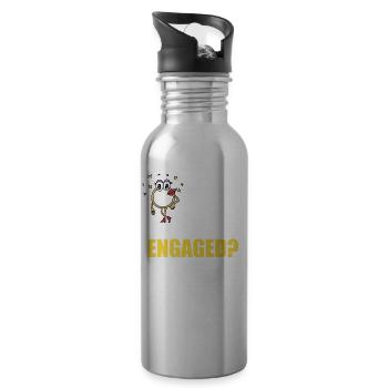 Ring engagement ring engagement wedding bride - Water bottle with straw - silver - Right