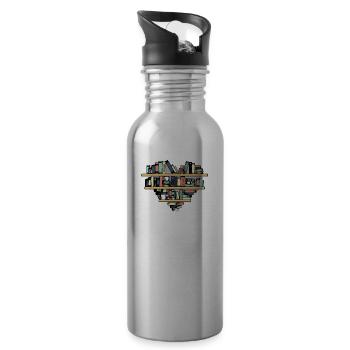 Kettenleser Lesen Buch Leseratte Leseeule - Trinkflasche mit integriertem Trinkhalm - Lightsilver - Rechts
