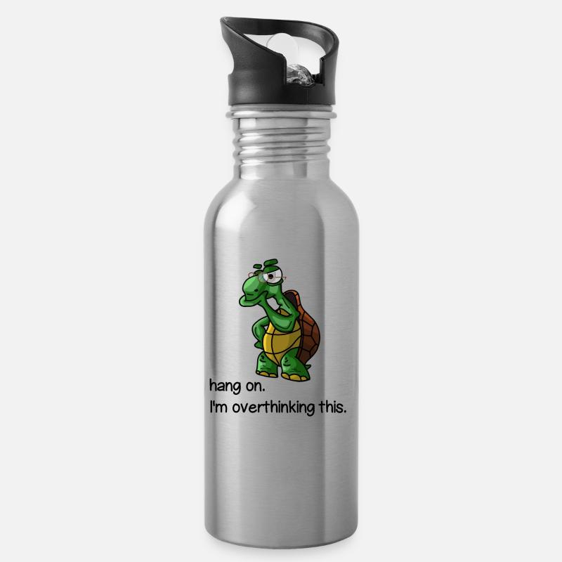 tortue - Gourde avec paille intégrée - argent clair