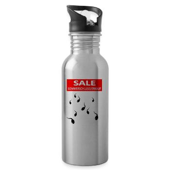 Sperma Sex Polterabend Bild Spruch Mann Geschenk - Trinkflasche mit integriertem Trinkhalm - Lightsilver - Rechts