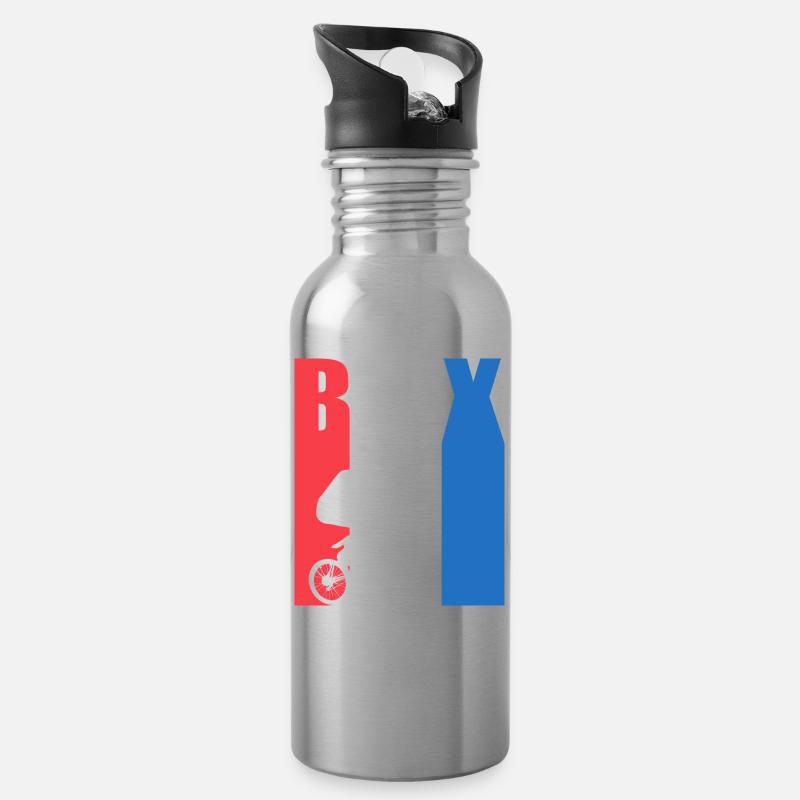 Cooles Retro BMX Design - Trinkflasche mit integriertem Trinkhalm - Lightsilver