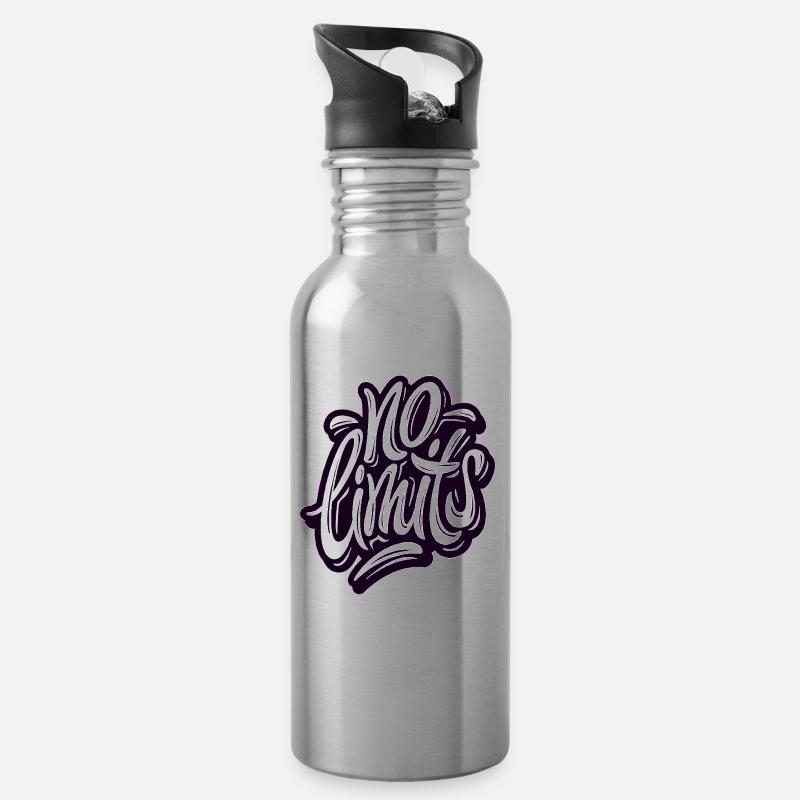 NO LIMITS Print - Trinkflasche mit integriertem Trinkhalm - Lightsilver