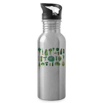 All Kinds Of Green Vegetables - Water bottle with straw - silver - Right