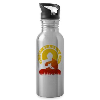 Buddha symbole - Trinkflasche mit integriertem Trinkhalm - Lightsilver - Rechts