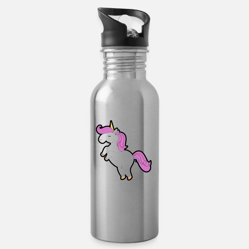licorne - Gourde avec paille intégrée - argent clair