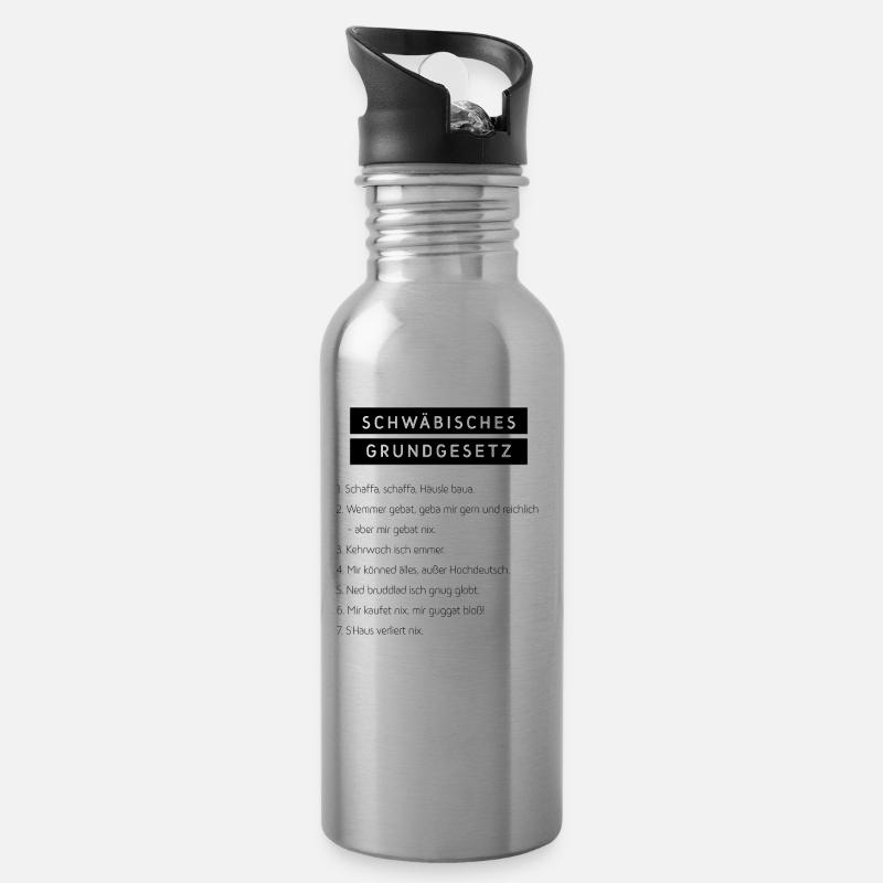 Schwäbisches Grundgesetz - Trinkflasche mit integriertem Trinkhalm - Lightsilver