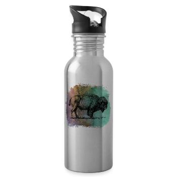 Büffel Bison buffalo bison Buffalo Wisent T Shirt - Water bottle with straw - silver - Right
