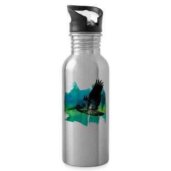 Pelican Pelicans Pelican Waterfowl T Shirt - Water bottle with straw - silver - Right