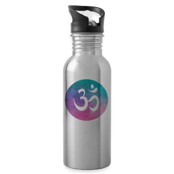 Om Zeichen Wasserfarben Yoga Spiritualität Namaste - Trinkflasche mit integriertem Trinkhalm - Lightsilver - Rechts