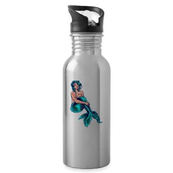 Mermaids Swimming Team Club Swimming Kids - Water bottle with straw - silver - Right