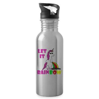 Unicorn Rainbow - Water bottle with straw - silver - Right