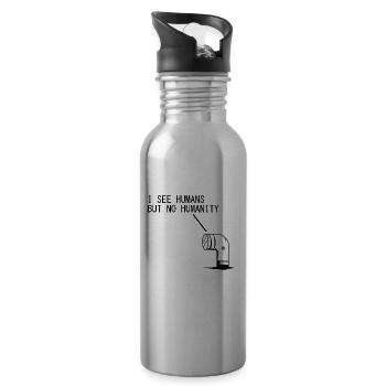 Ich sehe Menschen Keine Menschlichkeit Protest - Trinkflasche mit integriertem Trinkhalm - Lightsilver - Rechts