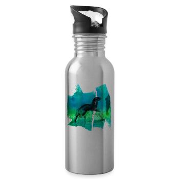 Otter otter Wassermarder Sea Otter T Shirt - Water bottle with straw - silver - Right