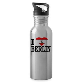 I love Berlin Ich liebe Berlin Deutschland Tourist - Trinkflasche mit integriertem Trinkhalm - Lightsilver - Rechts