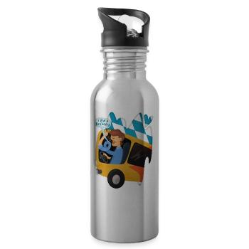 Busfahrer Bayern Schulbus Omnibus Geschenk - Trinkflasche mit integriertem Trinkhalm - Lightsilver - Rechts