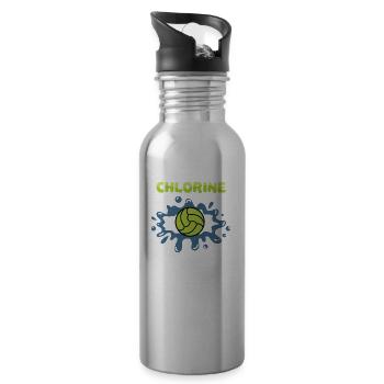Chlor Geruch Parfum Parfüm Duft Schwimmbad - Trinkflasche mit integriertem Trinkhalm - Lightsilver - Rechts
