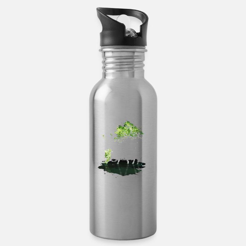 Hirsch Natur WIld - Trinkflasche mit integriertem Trinkhalm - Lightsilver