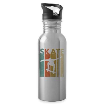 Skate Skaten Skater Skateboard Longboard Geschenk - Trinkflasche mit integriertem Trinkhalm - Lightsilver - Rechts