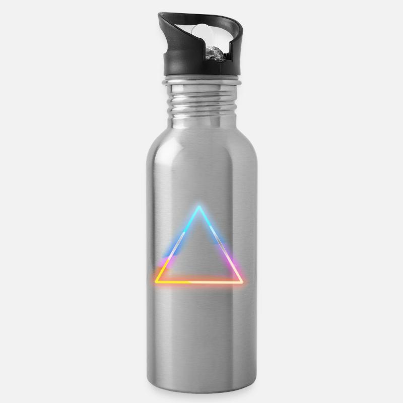 Modern luminous neon three corners - Water bottle with straw - silver