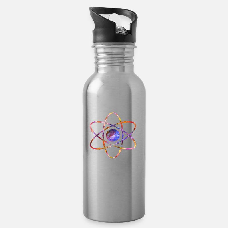 Physik Energie Atom Physiker Student Geschenk - Trinkflasche mit integriertem Trinkhalm - Lightsilver