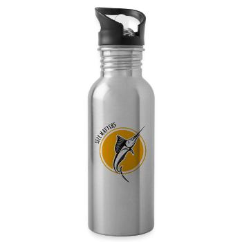 size matters fishing, fish, fly fishing, pike - Water bottle with straw - silver - Right