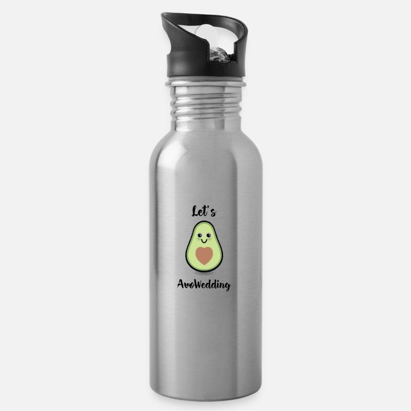 Avocado Hochzeit - Trinkflasche mit integriertem Trinkhalm - Lightsilver