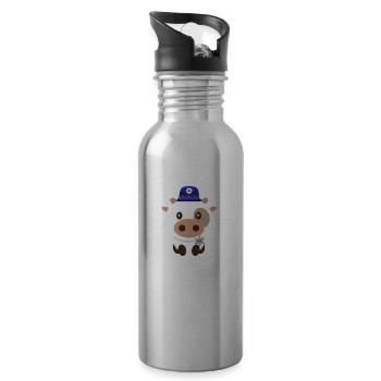Polizei Kuh Sheriff Kuh Polizei-Tiere Cops - Trinkflasche mit integriertem Trinkhalm - Lightsilver - Rechts