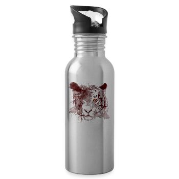 Tiger Wild Cat Wildkatze Safari Afrika Africa - Trinkflasche mit integriertem Trinkhalm - Lightsilver - Rechts