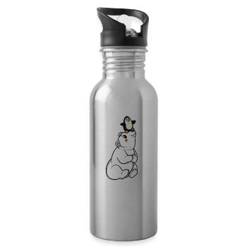 Penguin polar bear polar bear friendship south pole friend - Water bottle with straw - silver - Right
