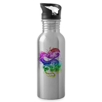 Dragon - Drachen Drache design fancy - Trinkflasche mit integriertem Trinkhalm - Lightsilver - Rechts