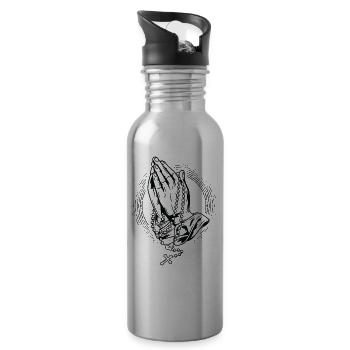 Prier Rosaire Prier Prier Mains Rosaire Dieu - Gourde avec paille intégrée - argent clair - Droite