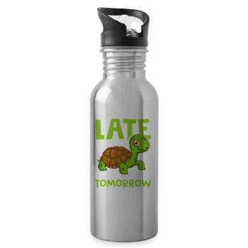 I'm Not Late I'm Just Early For Tomorrow Turtle - Water bottle with straw - silver - Right
