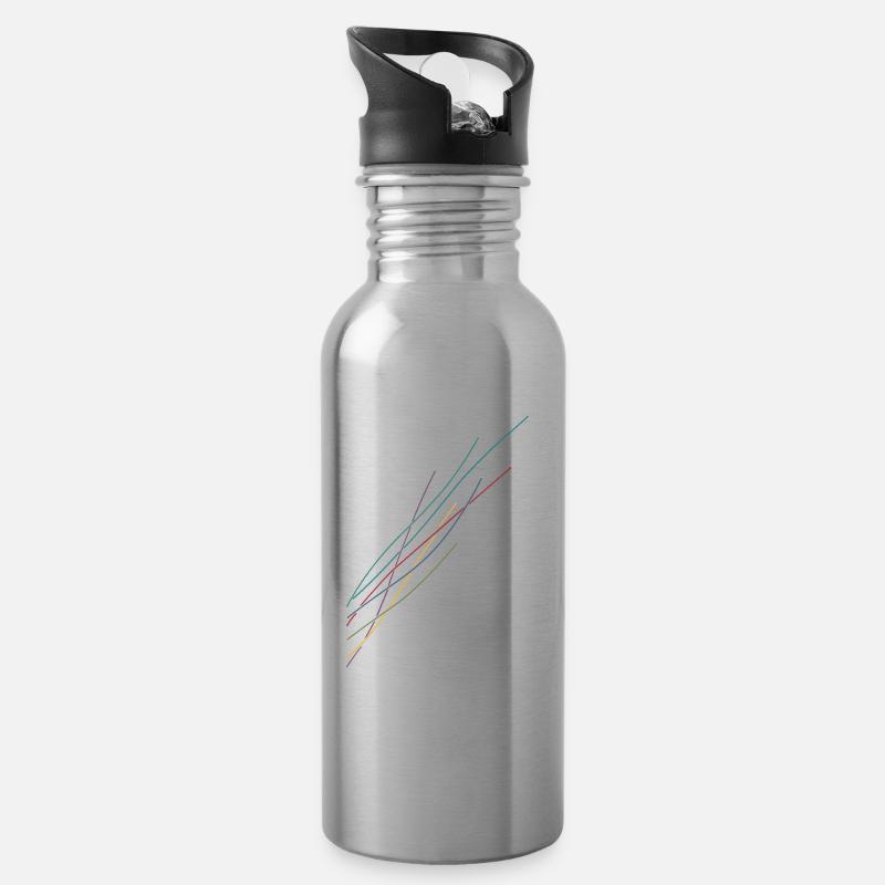Pilot Colorful Flying Passenger Airplanes - Water bottle with straw - silver